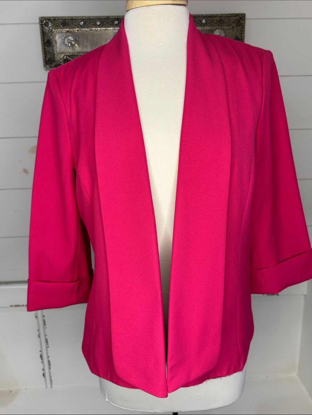 Kasper Women's Bright Fuchsia Open-Front Blazer Jacket